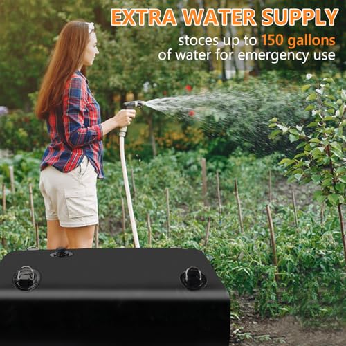 Image of Rodelna Water Storage Bladder, Water Tank, 150 Gallon Foldable Portable Water Storage, Large Water Storage Containers with 3 /4 inch PVC Spigot Kit for Camping, Garden, Emergency Water Storage