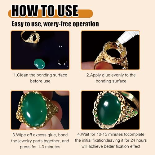 LIKFCBOND Schmuckkleber, Schmuckkleber Extra Stark Transparent, Schmucksteinkleber mit Schaber, für Mehrzweckkleber Zum Präzisen Verkleben von Edelsteinen, Perlen und DIY Projekte, 120ml