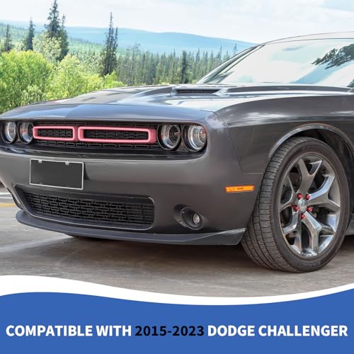 Image of RAZPOY Front Grille Inserts Grill Guard Compatible with 2015-2024 Dodge Challenger Exterior Accessories, Pink