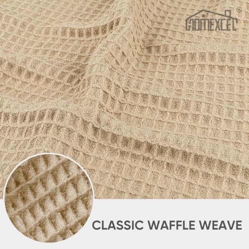 HOMEXCEL Waffle Weave Microfiber Cleaning Cloth, 6 Pack Highly Absorbent Cleaning Rag for Household, Reusable Kitchen Towels, Scratch-Free Barista Towels, 12 x 12 Inches, Brown