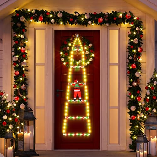 SIVQIKE 98 LED Weihnachtslichter Leiter 0.8 M,mit Timer- und...