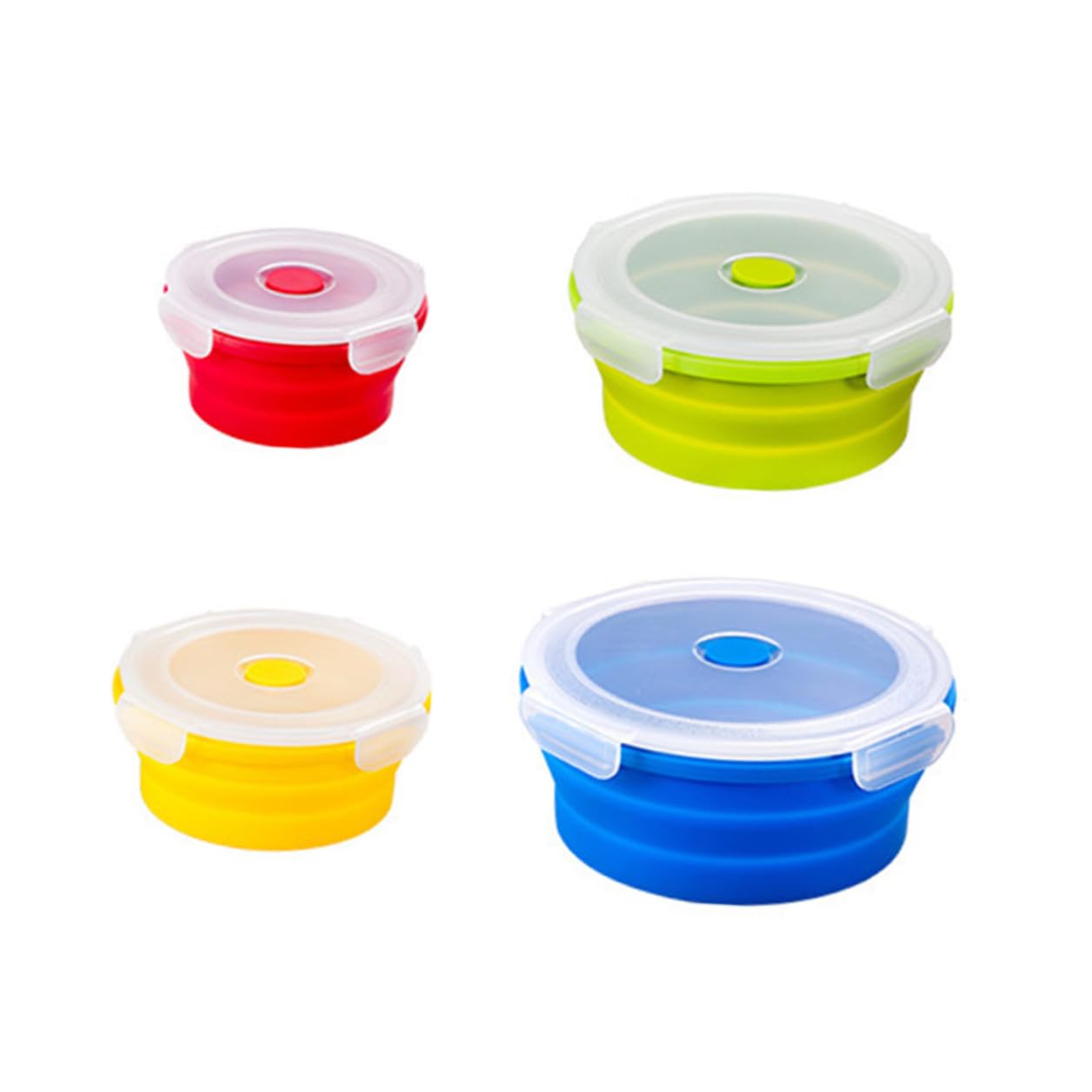 Contenitori per Alimenti in Silicone 4 Pezzi 900ml Scatole Pranzo Pieghevoli Portatile per Studenti e Famiglia per Pranzo All'aperto Colore Casuale