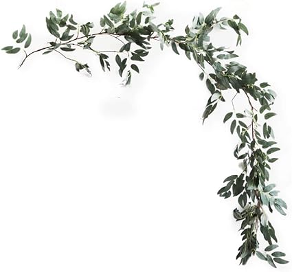 Amazon Hanamei グリーンガーランド バースデー ガーランド 飾り付け 造花 ヤナギ 誕生日 飾り 装飾 森 フェイクグリーン シルクフラワー 人工観葉植物 ウェディングディスプレイ フォトブース グレイッシュグリーン 人工観葉植物 オンライン通販