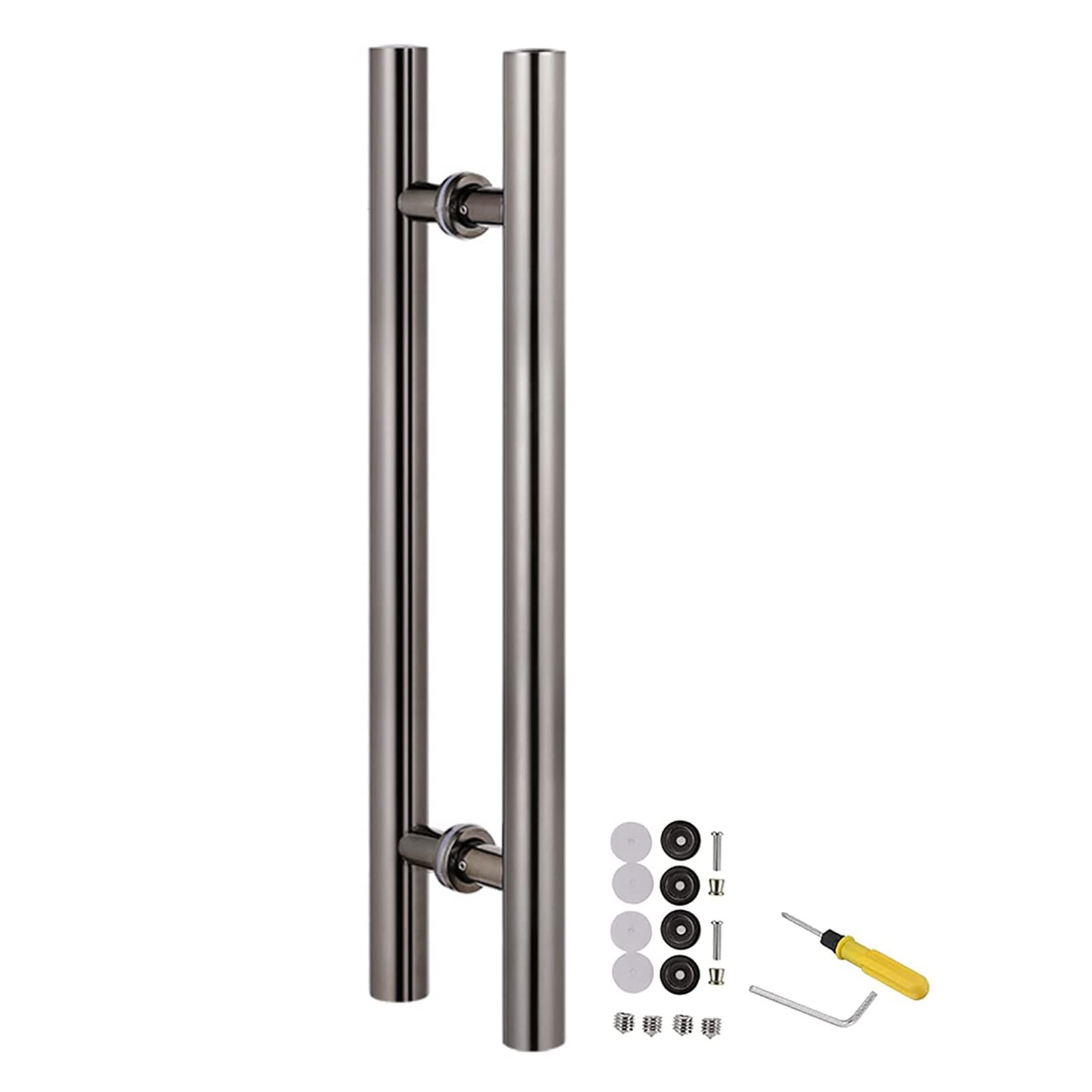 DFGHNBVC Stainless Steel Door Pull Handle Set - Modern Push/Pull Handles For Barn Showers Office Doors, Double-Sided, 24"-59" Lengths, Gold Finish,Black-60Cm/24Inch