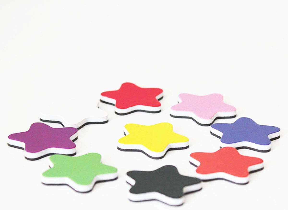 50-Pcs Star-Shaped Colored Magnets, Fridge Magnets for Class Whiteboard/Chalkboard, Reward Magnets for Chore Chart/Behavior Chart/Magnetic Sheet/Calendar/Lockers, Pentagram
