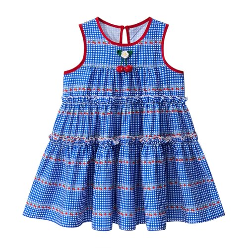 Little Bitty Girls' Plaid School Jumper Dress | Cherry First Day of School Outfits, Gingham Kindergarten Outfits 2-7 Years2