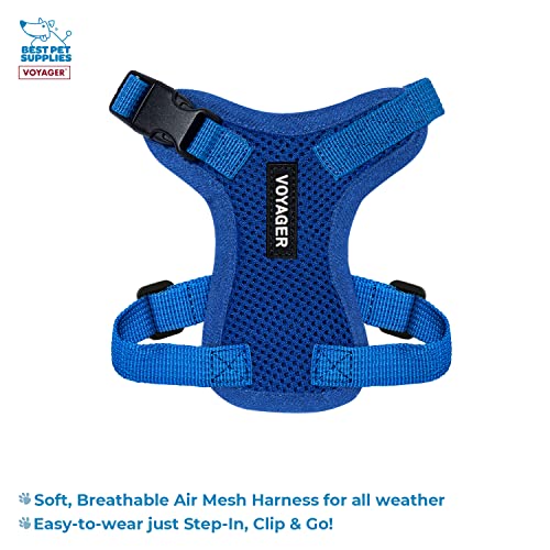 Image of Best Pet Supplies Voyager Step-in Lock Pet Harness w Reflective Pet Leash Combo Set with Neoprene Handle 5ft - Supports Small, Medium and Large Breed Puppies /Cats - Royal Blue, XXXS