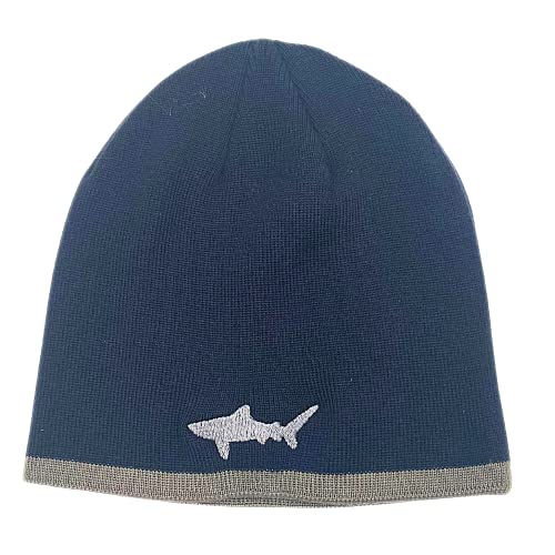Marineblaue bestickte Haifisch-Mütze aus Acryl, marineblau, Unisex-Wintermützen, einzigartige Geschenke für Männer, Väter, Söhne, Opas und Onkel, Einheitsgröße Cover