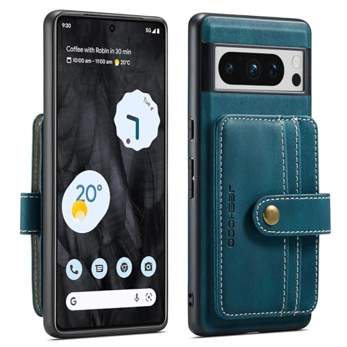 Étui portefeuille Google Pixel 8 Pro en cuir véritable détachable chic
