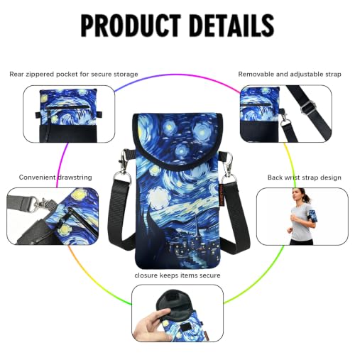 Image of Neoprene Phone Sleeve Pouch Case Bag for Men Women w /Crossbody Strap /Neck Lanyard for iPhone 17 /16 /15 /14 Pro Max, Samsung S25，Pixel 10