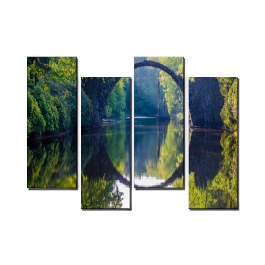 4 Panel Canvas Pictures Devilish bridge in Kromlau Home Decor Gifts Canvas Wall Art for your Living Room
