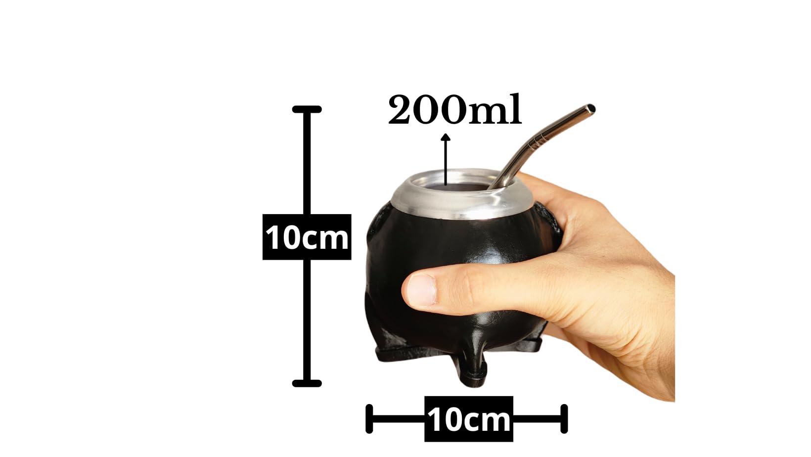 Argentyński ręcznie robiony matowy wykonany z naturalnej dyni i czarnej skóry, matowy ze stalową żarówką, Yerba Mate Gourd Cup, Matowy kubek