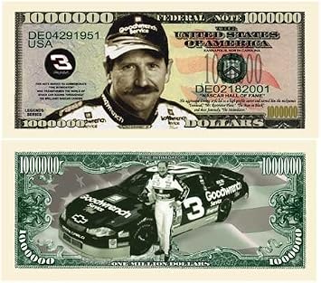 Pack of 10 - Dale Earnhardt Sr Million Dollar Novelty Bill Collectible