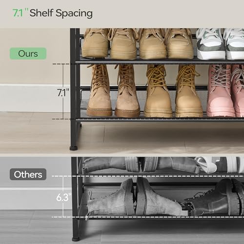 Image of Nunsino Shoe Rack, Long Shoe Organizer,Max Holds 75 Pairs,12 Tier Metal Shoe Storage Shelf,6-Tier Stackable Shoes Organizer for Garage, Entryway,Black
