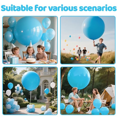 Image of Light Blue Balloons 9pcs 36 Inch Extra Large Big Jumbo Giant Baby Sky Aqua Blue Balloons for Graduation Baby Shower Gender Reveal Weddings Birthday Party Decorations