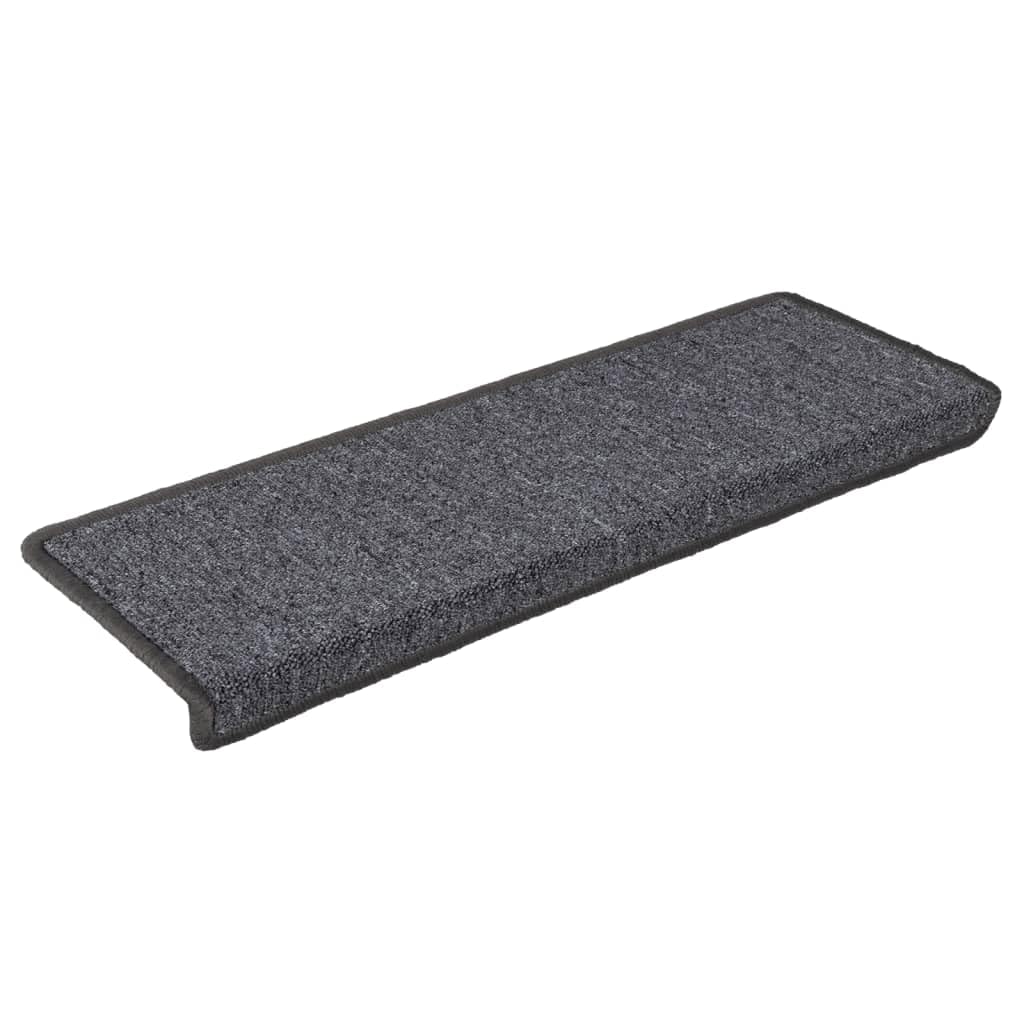 Vidaxl Grey And Black Stair Mats 15 Pcs 65X21x4 Cm Dark Grey Rectangular Edge