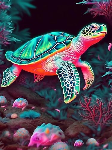 Anti stress peinture diamant adulte tortue océan déco murale