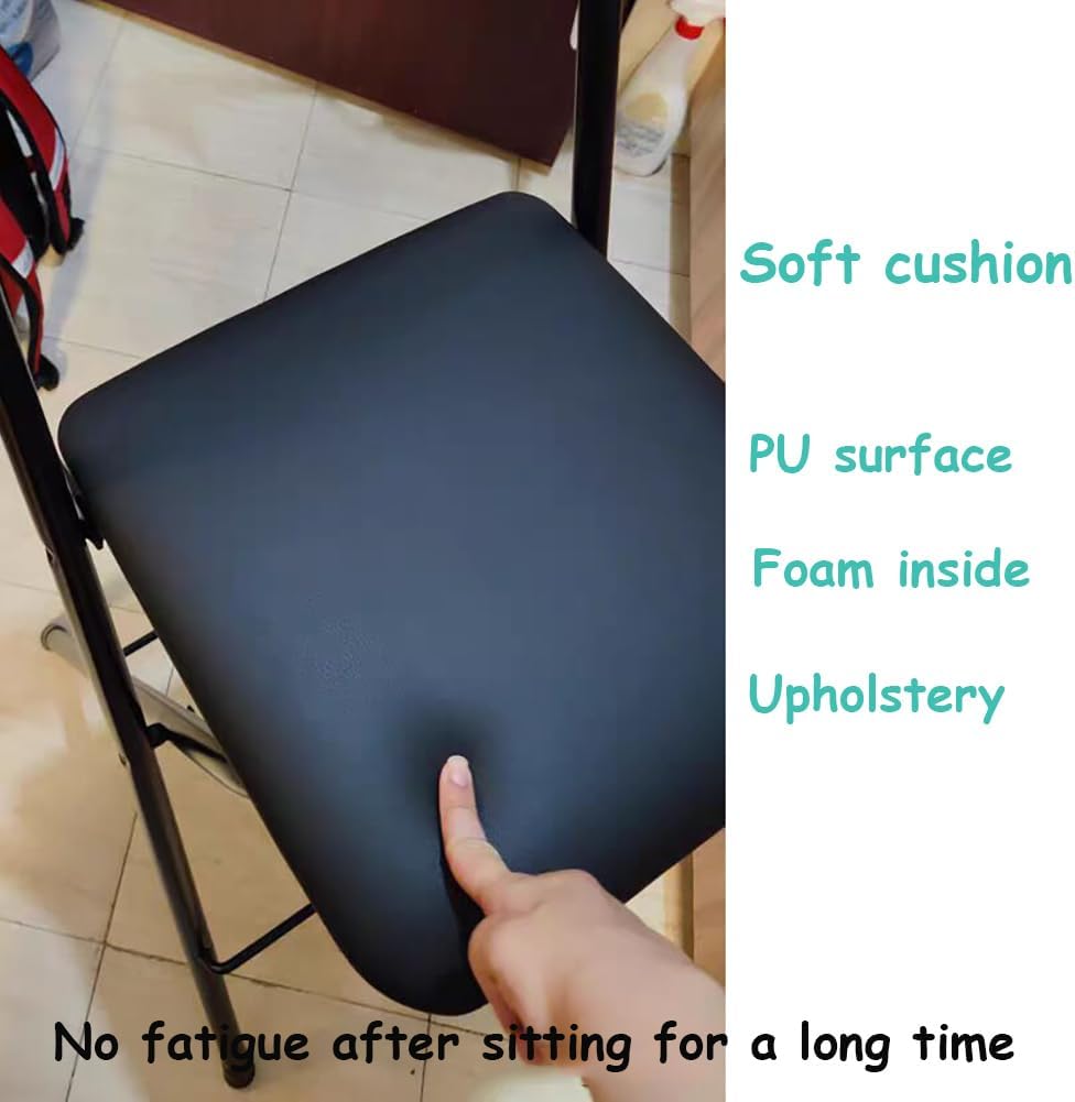 Collapsible Bar Chairs Folding Stool Folding Tall Bar Stools with Backrest Footrest for Camping Kitchen Game Room 24in,65cm/25.5in-White