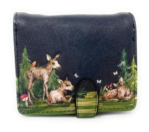 Shag Wear Moose Babies Small Wallet for Women and Teen Girls Vegan Faux Leather Black