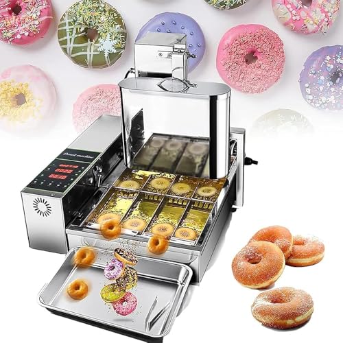 Máquina automática de donas, freidora digital comercial de acero inoxidable con panel de control inteligente para mini donas, grosor ajustable