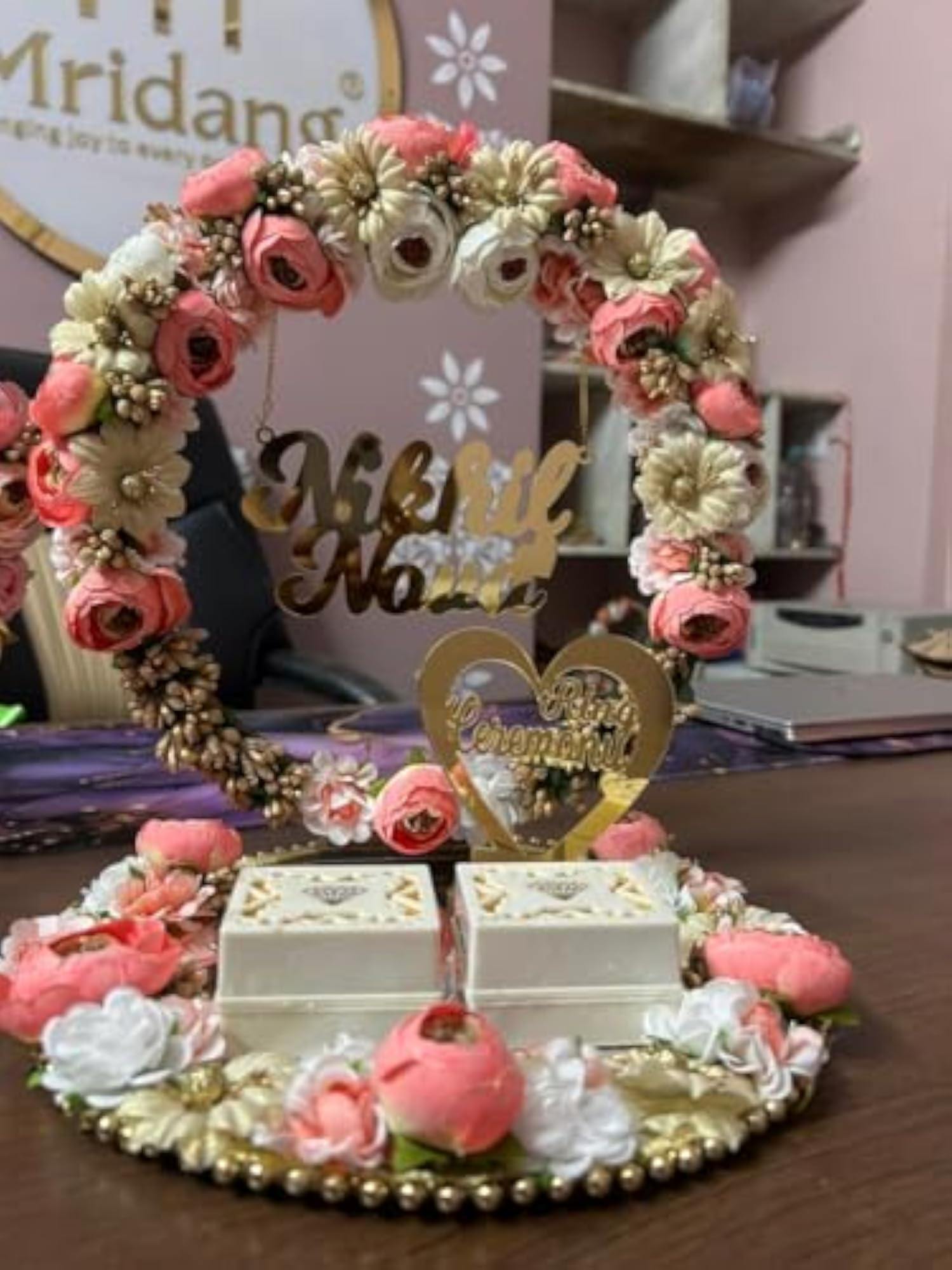 Engagement Ring Platter with Name and Date Acrylic Cutout