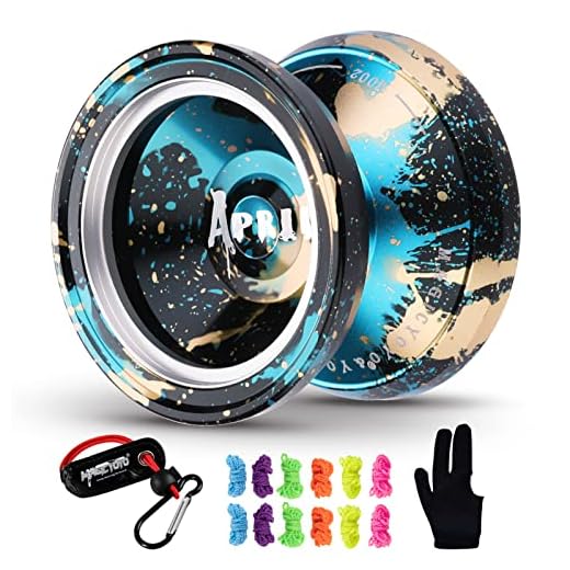 MAGICYOYO M002 April Unresponsive YoYo Professional Metal Yoyo Black Green spalsh Silver with Glove, Yoyo Holster, 6 Yoyo Strings