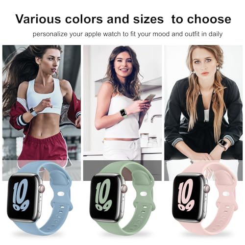 Image of (6 Packs) Sport Bands Compatible with Apple Watch Band 38mm 40mm 41mm 42mm 44mm 45mm 46mm 49mm Silicone iWatch Band Ultra 3 2 1 SE Series 11 10 9 8 7 6 5 4 3 2 1 Women Men