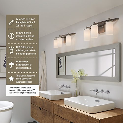Image of Generation Lighting 4124601-05 Alturas Contemporary One Light Wall /Bath Sconce Vanity Style Fixture, Chrome Finish, 100 Total Watts, 8.75 Inch Height, 4.375 Inch Wide