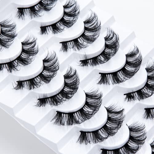 Leipple False Eyelashes 8 works - Professional Reusable 8D Lashes - Natural Wispy Thick Fluffy Fake Eyelashes Faux Eyelashes(QZ-35)