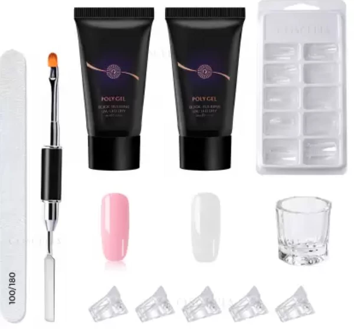 feelhigh Acrylic Gel Poly Nail Gel Nail Extension Set With Top & Base Coat Nail Art Combo-image-34