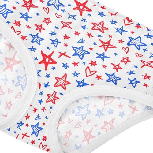 Joisal Stylish Girls Underwear Toddler 2t Cotton Girl Panties Cute Blue Red Stars Briefs Girls Undies4