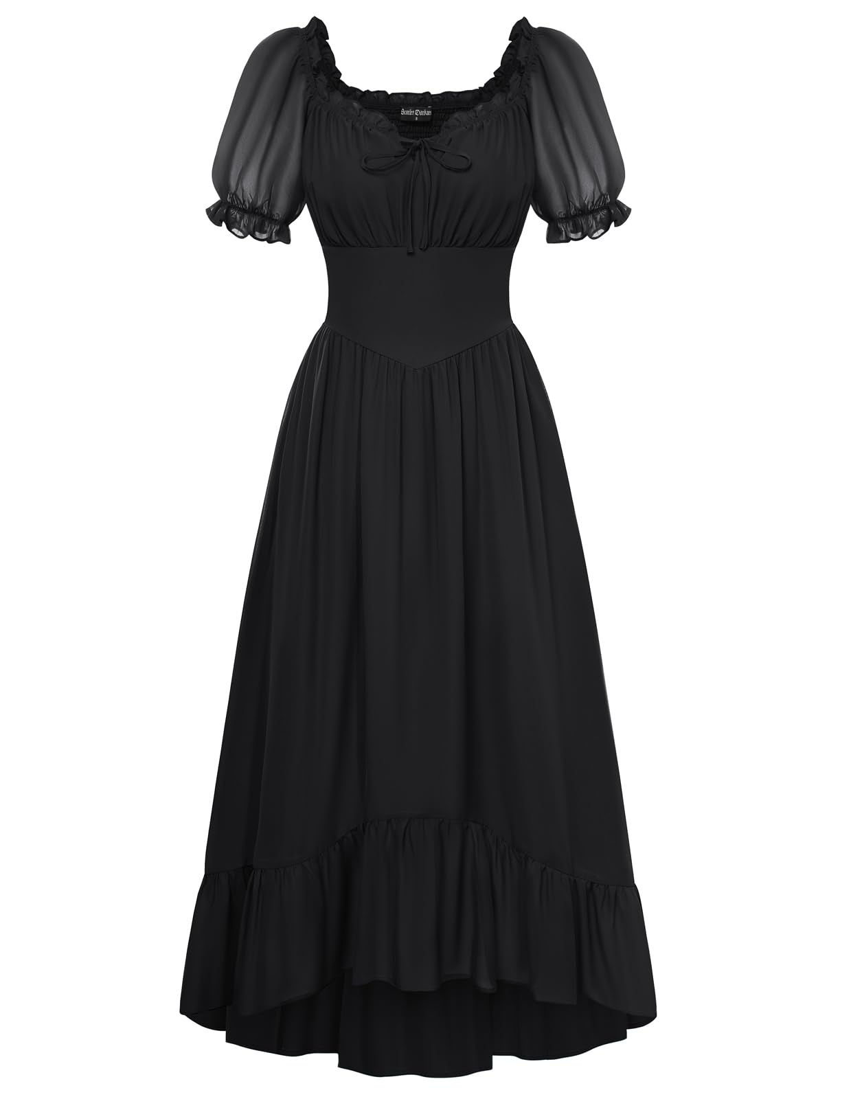 SCARLET DARKNESS Damen Renaissance A-Linie Kleid Schulterfrei Langarm Gesmokte Taille Gestreifte Lange Maxikleider mit Taschen