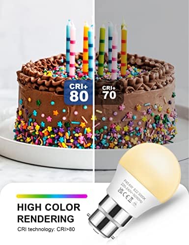 Fulighture Bayonet Light Bulb [6 Pack] 6W (=60W) 600LM B22 LED Bulbs, G45/P45 Energy Saving Light Bulbs, 3000K Warm White, Not Dimmable, for Chandelier Bedroom Living Room