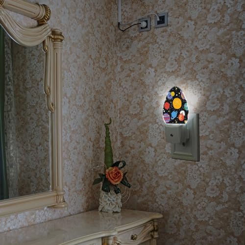 Image of Planets Night Light Solar System Universe Space Sun Earth Stars Moon Mars Jupiter Plug-in Nightlight Energy Saving 0.5W LED Lighting for Boys Girls Men Women