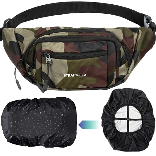 STRAPVILLA Waist Bag for Men Women | Shoulder and Chest Fanny Pack |Stylish and Cute Hip Bum Bags for Outdoor Hiking Travel |Trendy Mobile Phone Belt Pouch for Girls with Rain Cover (Camouflage)