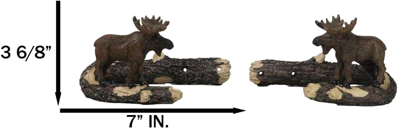 Ebros Gift Set of 2 Rustic Western Bull Moose On Tree Branch Drapery Curtain Holdback Or Tie Back Sculptures Wildlife Deer Woodlands Decor Cabin Lodge Window Treatment Accessory