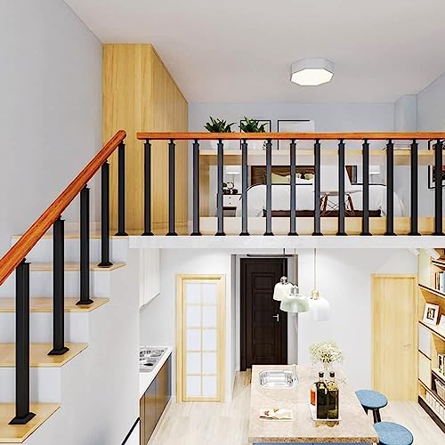 Poteau de rampe en fer forgé noir de 95 cm pour une balustrade élégante et sécurisée