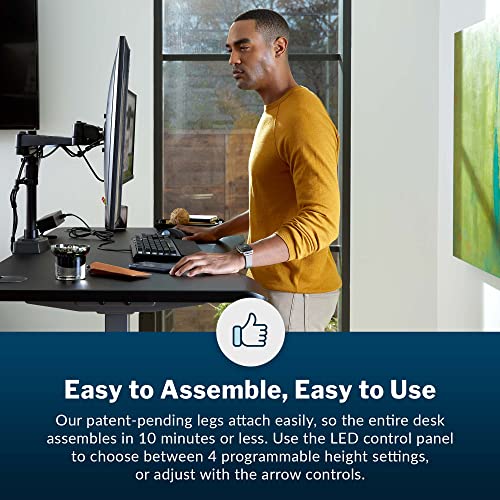 Vari Curve Electric Standing Desk 60" X 30" (Varidesk) - Sit To Stand Desk For Home, Office, Gaming W/Cable Passthroughs - Computer Desk W/ 4 Height Settings, Curved Desktop And Sturdy Legs (Black) #TOP3