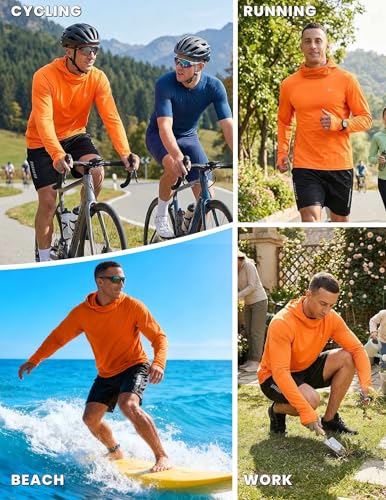 Image of PINSPARK UPF 50+ Sun Protection Hoodie Men with Mask Quick Dry Long Sleeve Fishing Hiking Shirts UV Rash Guard Lightweight