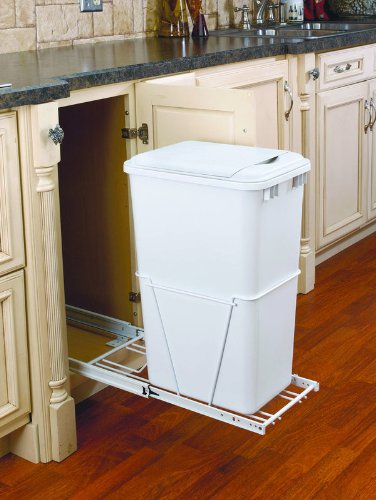 Contenedor de basura rectangular para gabinete blanco miniatura 1