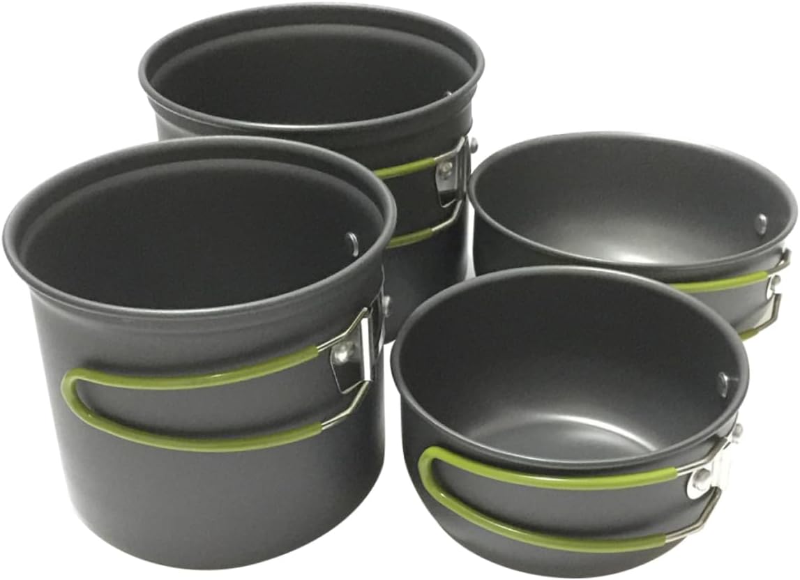 VICASKY 1 Set Portable Camping Utensils Aluminium Alloy Cooking Kit for People Non Stick Durable Outdoor Cookware for Picnics and Barbecues