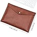 VANRA 1 Piece PU Leather File Folders A4 Document Holder File Envelope Waterproof Portfolio Filing File Organizer for Letter Size with Snap Button Closure, Brown