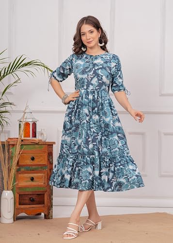 Image of Kuruti B Sheets Women's Cotton Floral Printed Regular Fit Anarkali Kurta for Women