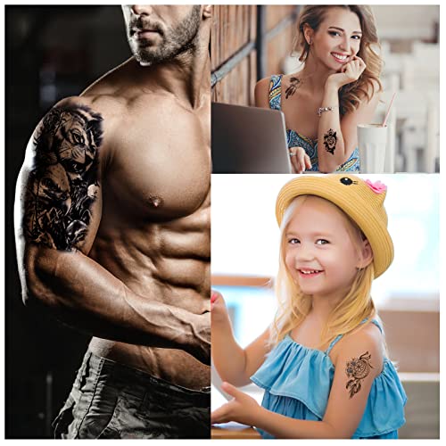 Temporary Tattoo Kit Women/Men, Fake Tattoos 12 Sheets Body Arm Chest Shoulder Tattoo 20 Sheets Temporary Tattoo Kids Waterproof Semi Permanent Tattoo Suitable For Men Ladies Boys Girls #TOP6