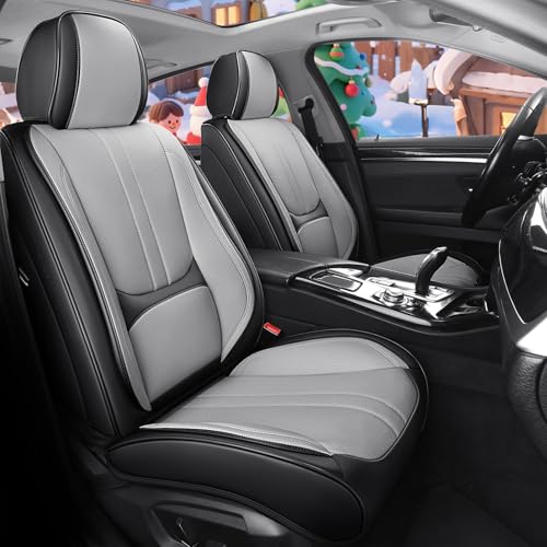 Leather Car Seat Covers Full Set Fit for Honda Pilot 2003-2025, Automotive seat Cover 5 Sseats, Super Breathable Full Wrapping Edge Seat Covers (Black&Gray,Full Set)