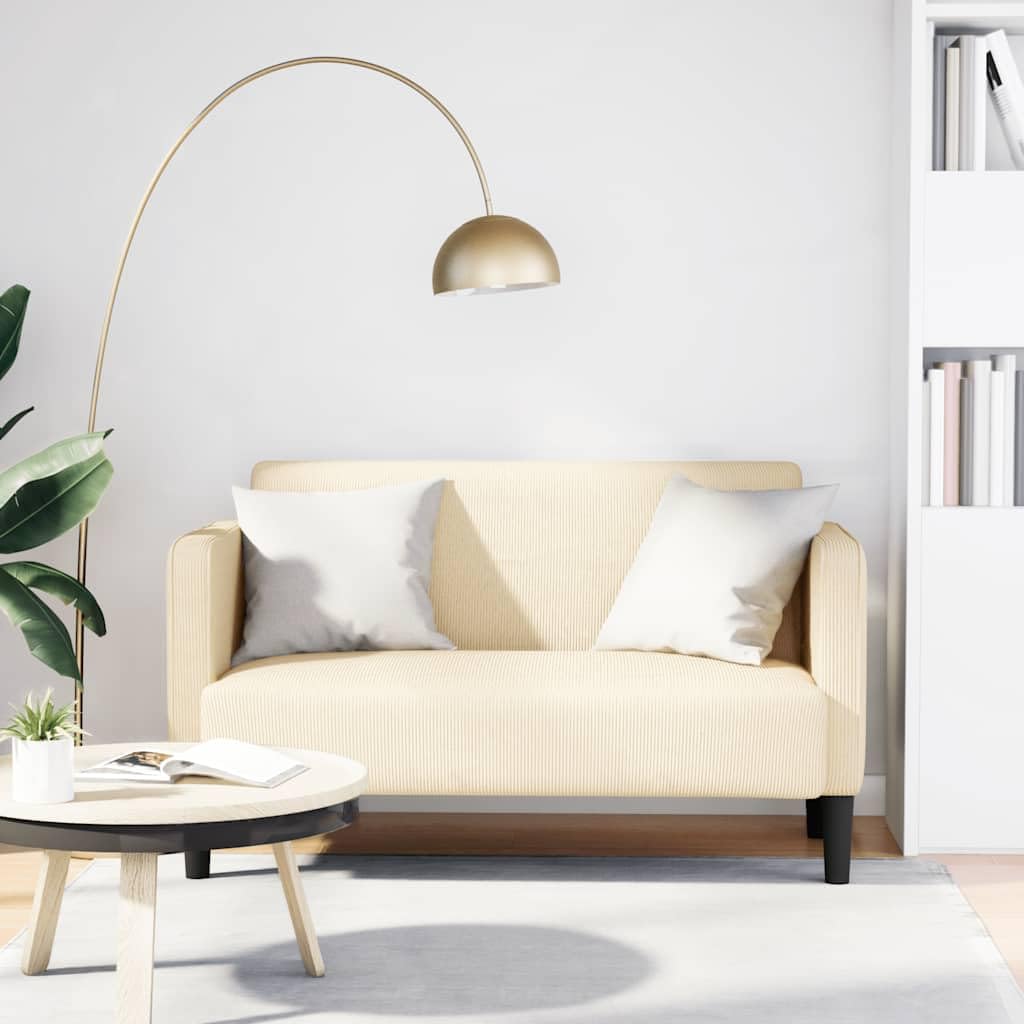 Velours côtelé Doux Confort Moelleux Canapé Causeuse 109 cm Crème