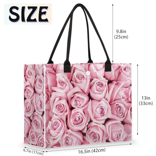 Pink Roses Tote Bag for Women Large Beach Bag Reusable Tote Bags for Work Travel Beach Shopping2