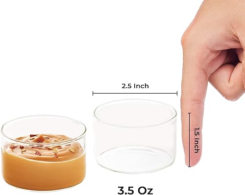 Miniatura 2 de Borosil Tazón pequeño de vidrio para postre, 3.5 onzas, juego de 6, mini moldes para hornear, vidrio de borosilicato ligero, cuencos de vidrio