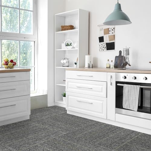 24 * 24in Self-Adhesive Carpet Tiles, Peel and Stick Floor Squares for Home Office, Removable Decorative Rug Mat, Easy Install, Sound Absorbing (10Pcs Light Grey) by CvoMep - Image 6