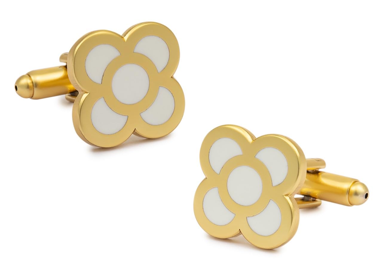 Gemelolandia | Gemelos de Camisa Flor de Barcelona Golden 15mm Gemelos Originales Para Camisas | Para Hombres y Niños | Regalos Para Bodas, Comuniones, Bautizos y Otros Eventos